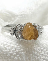 Brown Yellow Tourmaline Natural Stone Ajustable Copper Ring