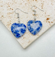 Lapis Lazuli Natural Stone Heart Drop Earrings