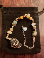 Handmade Yellow Aventurine & Picture Jasper Beads With Buddha & Hematite Pendulum